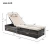 Outdoor PE Wicker Chaise Lounge - 2 Piece Patio Brown Rattan Reclining Chair Furniture Set Beach Pool Adjustable Backrest Recliners with Side Table an