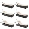 Outdoor PE Wicker Chaise Lounge - 2 Piece Patio Brown Rattan Reclining Chair Furniture Set Beach Pool Adjustable Backrest Recliners with Side Table an