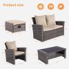 6 Piece Patio Furniture Set Outdoor Sectional Sofa Conversation Sofa Set with All-Weather Rattan Wicker for Porch Lawn Garden