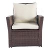 4 Pieces Outdoor Patio Furniture Sets Garden Rattan Chair Wicker Set;  Poolside Lawn Chairs with Tempered Glass Coffee Table Porch Furniture