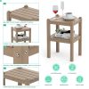 Double outdoor side table;  rectangular patio side table  in HDPE