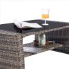 4 Pieces Outdoor Patio Furniture Sets Garden Rattan Chair Wicker Set;  Poolside Lawn Chairs with Tempered Glass Coffee Table Porch Furniture