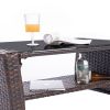 4 Pieces Outdoor Patio Furniture Sets Garden Rattan Chair Wicker Set;  Poolside Lawn Chairs with Tempered Glass Coffee Table Porch Furniture