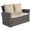 6 Piece Patio Furniture Set Outdoor Sectional Sofa Conversation Sofa Set with All-Weather Rattan Wicker for Porch Lawn Garden