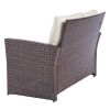 4 Pieces Outdoor Patio Furniture Sets Garden Rattan Chair Wicker Set;  Poolside Lawn Chairs with Tempered Glass Coffee Table Porch Furniture