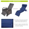 Outdoor Wicker Recliner with Flip Table;  Adjustable Push Back Rattan Reclining Lounge Chair with Footrest