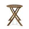 Truda Outdoor Acacia Wood Wicker Foldable Bistro Set with Chairs and Table