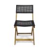 Truda Outdoor Acacia Wood Wicker Foldable Bistro Set with Chairs and Table