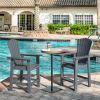 Patio Bar Stools Adirondack Arm Chairs Set of 2, All Weather Outdoor Furniture Wood-Like HDPE Deck Backyard Garden Dining Chairs, Beach Balcony Chair