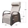 Outdoor Wicker Recliner with Flip Table;  Adjustable Push Back Rattan Reclining Lounge Chair with Footrest