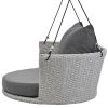 33.8' Single Person Hanging Seat; Rattan Woven Swing Chair; Porch Swing With Ropes