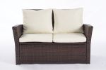 4 Pieces Outdoor Patio Furniture Sets Garden Rattan Chair Wicker Set;  Poolside Lawn Chairs with Tempered Glass Coffee Table Porch Furniture