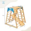 Wooden Indoor Kids Playground Jungle Gym with Slide; Toddlers Wooden Climber 8-in-1 Slide Playset; Wooden Rock Climbing Wall with Rope Wall Climb; Mon