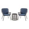 Messina Patio Bistro Set 3 Piece Outdoor Rattan Seating Group with Cushions