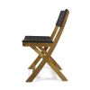 Truda Outdoor Acacia Wood Wicker Foldable Bistro Set with Chairs and Table