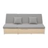 Outdoor Double Sunbed;  Wicker Rattan Patio Reclining Chairs with Adjustable Backrest and Seat;  Conversational Set for 2 Person